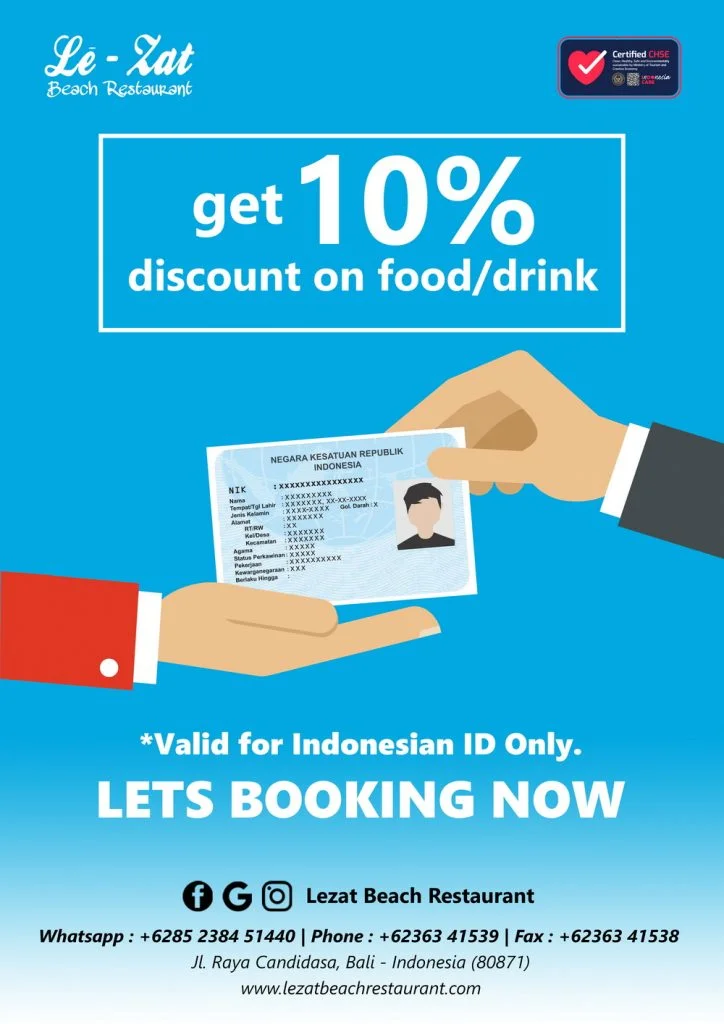 INDONESIANS SPECIAL DISCOUNT, SHOW YOUR ID CARD GET 10%
